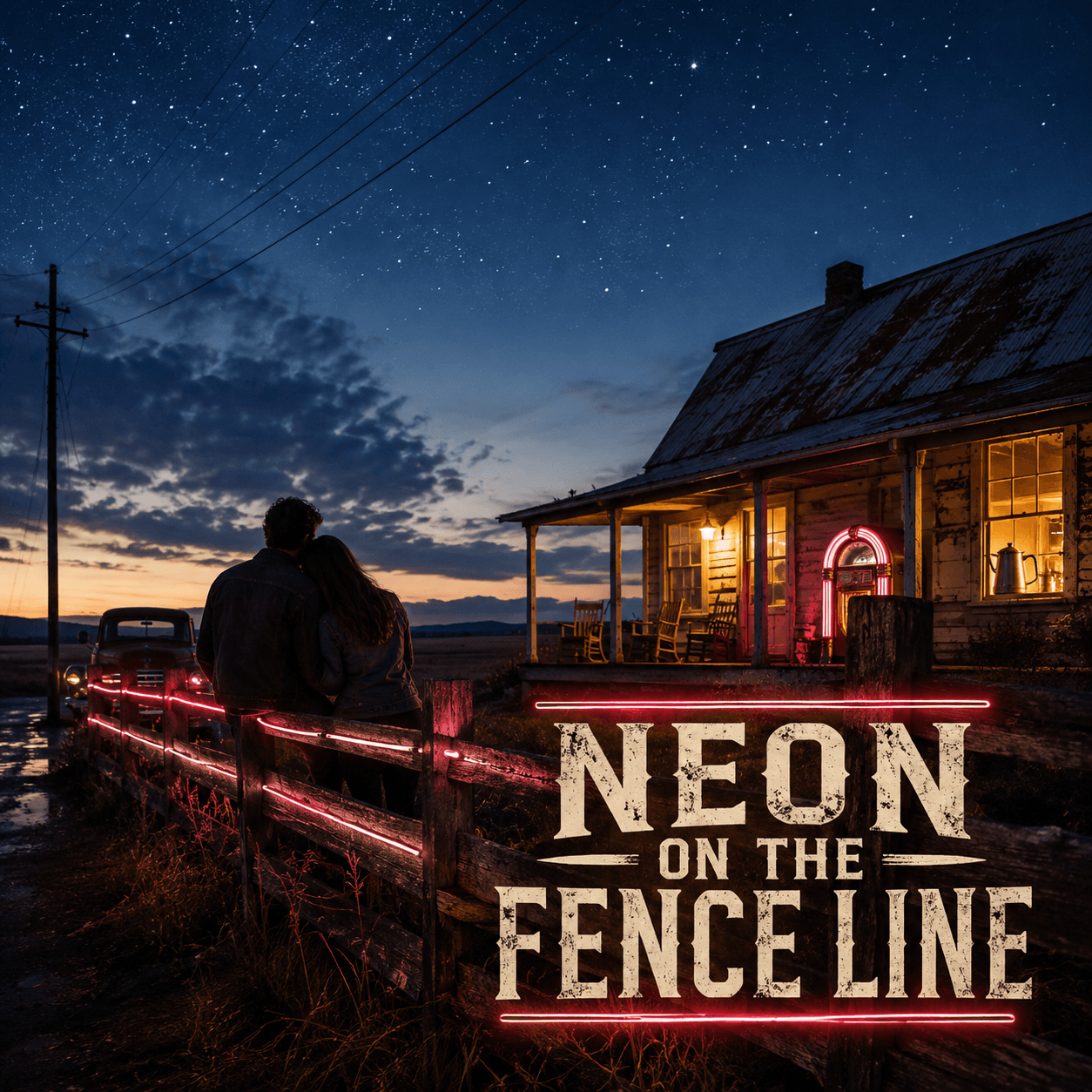 Neon On The Fence Line